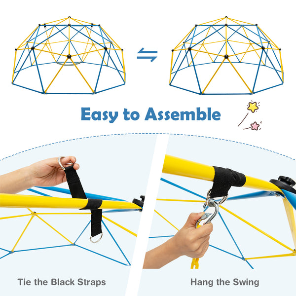 10 Feet Dome Climber with Swing for kids, 800 lbs capacity, perfect for outdoor play and adventure.