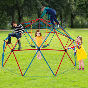 10 Feet Dome Climber with Swing, 800 lbs capacity, perfect for outdoor play and fun for kids.