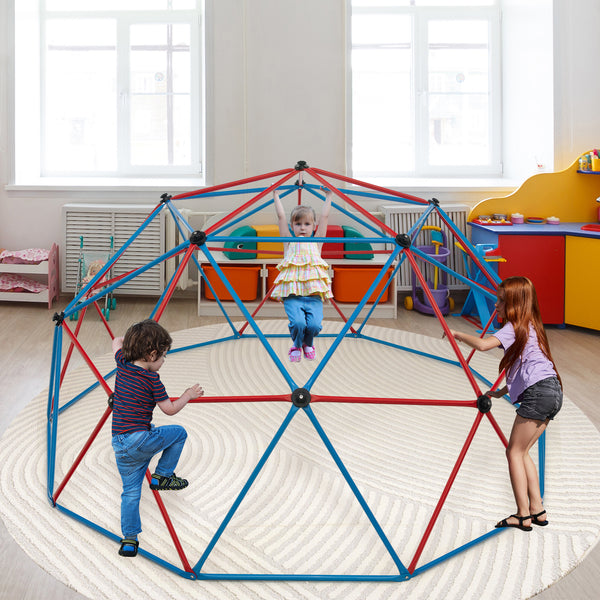 10 Feet Dome Climber with Swing, 800 lbs capacity, perfect for outdoor play and active fun for kids.