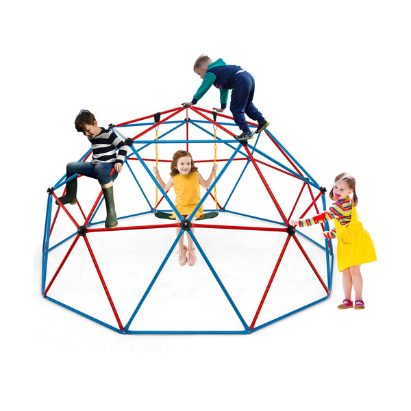 10 Feet Dome Climber with Swing for kids, 800 lbs load capacity, perfect for outdoor play and adventure.