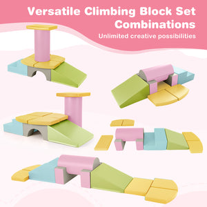 Colorful 10-piece foam climbing toys for toddlers, soft PU leather building blocks, perfect for play and development.