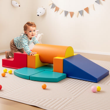10-piece soft foam climbing toys for toddlers, colorful PU leather building blocks for safe play and development.