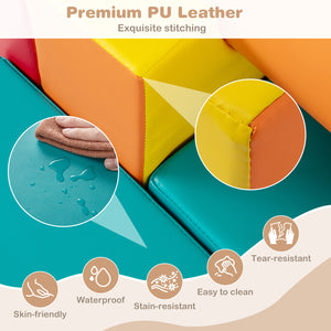 10-piece soft foam climbing toys for toddlers, colorful PU leather building blocks at angle 6. Perfect for playtime!
