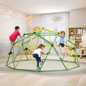 10 Feet Dome Climber with Swing for kids, 800 lbs capacity, shown from angle 17, perfect for outdoor play.