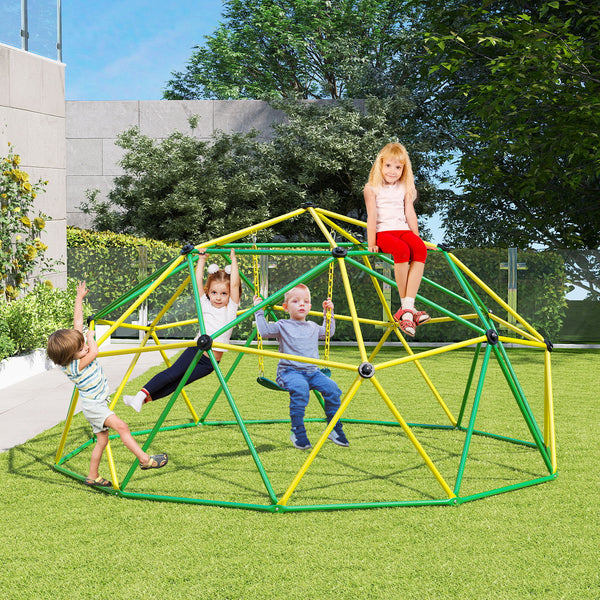 10 Feet Dome Climber with Swing for kids, 800 lbs capacity, perfect for outdoor play and adventure.