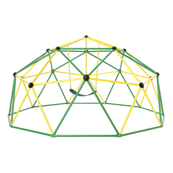 10 Feet Dome Climber with Swing for kids, 800 lbs capacity, perfect for outdoor play and adventure.