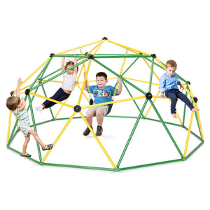 10 Feet Dome Climber with Swing for kids, 800 lbs capacity, perfect for outdoor play and adventure.