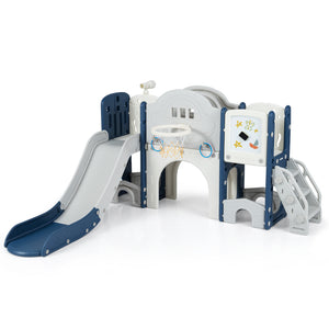 10 in 1 toddler slide set, colorful indoor playground for kids, featuring slide and climber at angle 10.