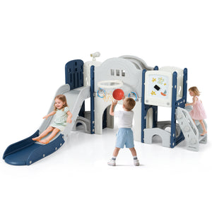 10 in 1 toddler slide set, kids slide and climber playset for indoor playground fun, viewed from angle 11.