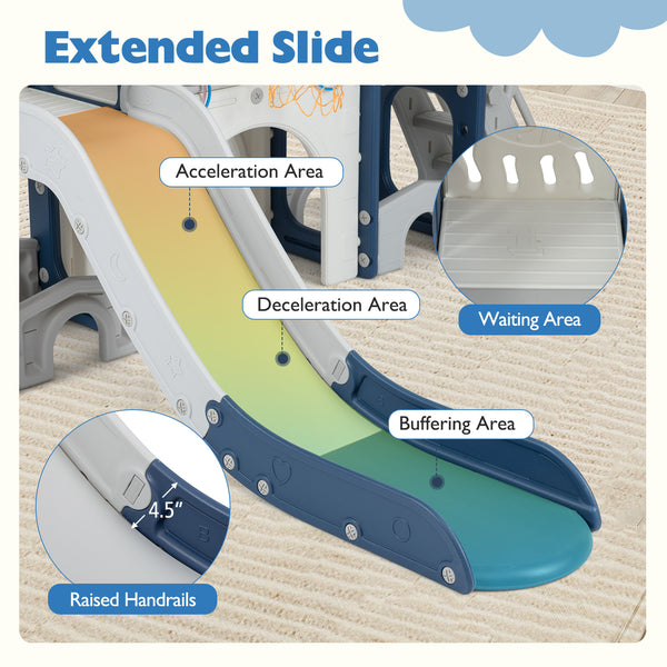 Colorful 10 in 1 toddler slide set for indoor play, featuring a slide and climber for kids' fun and development.