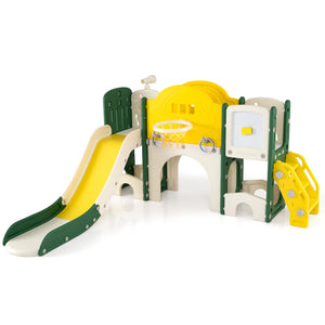 10 in 1 toddler slide set for kids, featuring a climber and playset for indoor fun, viewed from angle 2.