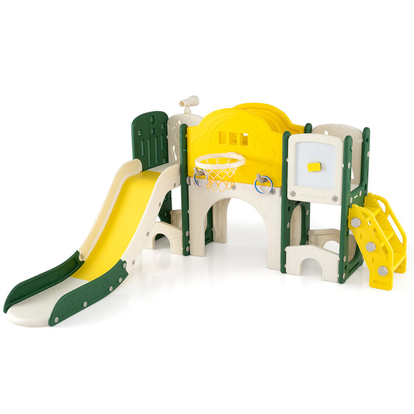 10 in 1 toddler slide set for kids, featuring a climber and playset for indoor fun, viewed from angle 2.