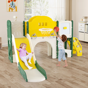 10 in 1 toddler slide set, kids slide and climber playset for indoor playground fun.