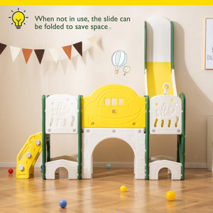 10 in 1 toddler slide set, kids slide and climber playset for indoor playground fun, viewed from angle 5.