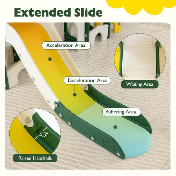 10 in 1 toddler slide set, kids slide and climber playset for indoor playground fun, viewed from angle 7.