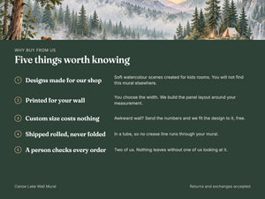 Watercolor Canoe Lake Camping Wall Mural, image 10