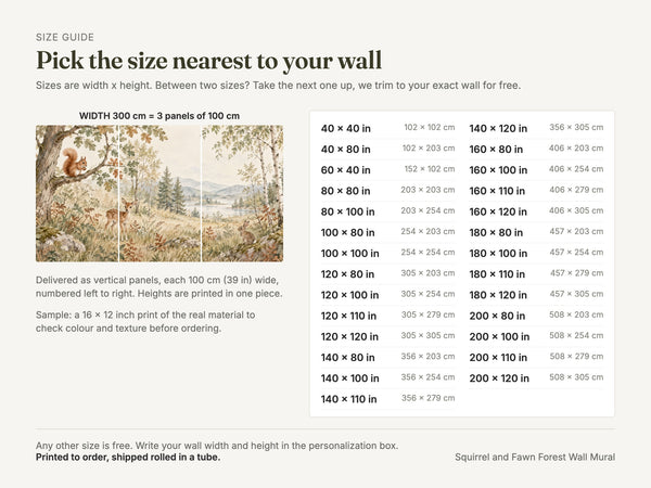 Watercolor Squirrel and Fawn Forest Wall Mural, image 4
