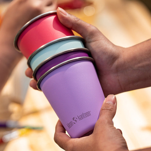 Set of 4 baby-friendly 10oz cups in vibrant colors, perfect for toddlers and easy to grip.