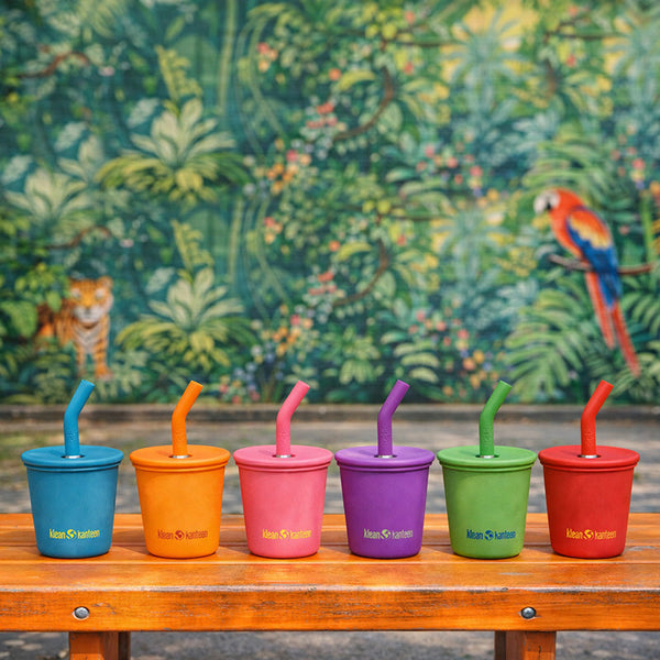 10oz kid's cup with straw lid at angle 5, perfect for toddlers and kids' beverages.