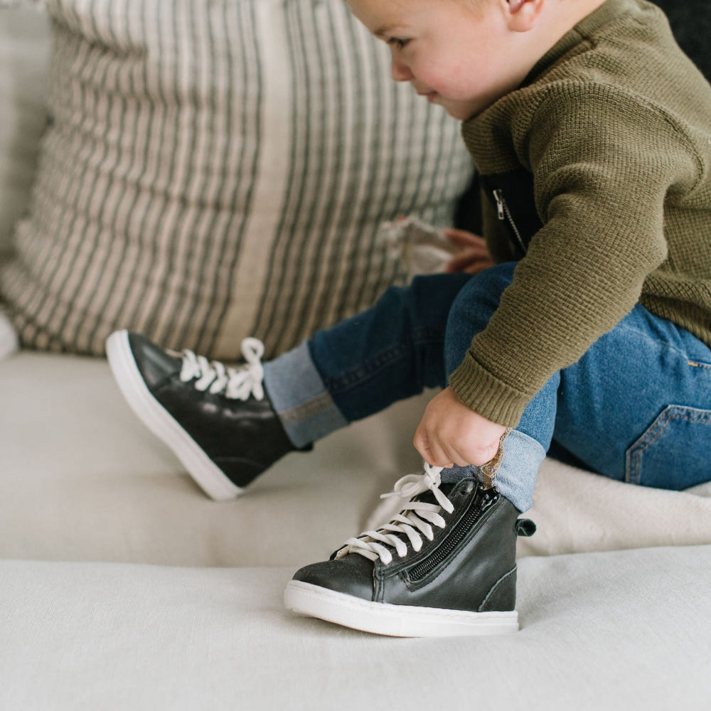 Black High Top 2.0 Sneakers for babies - stylish and comfortable footwear for little ones.