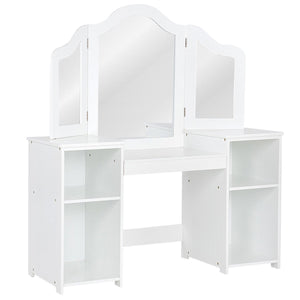 Kids tri-folding mirror makeup vanity table set for stylish playtime and dressing fun.