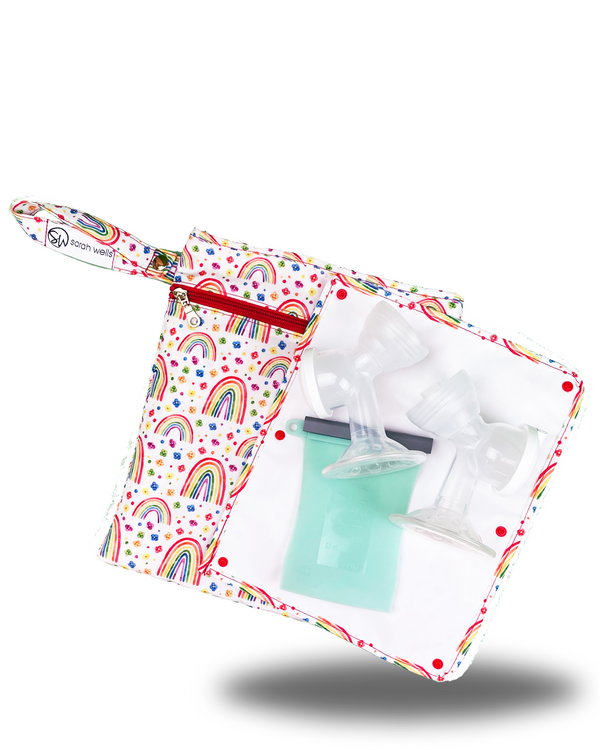 Sarah Wells Pumparoo Wet/Dry Bag – Compact Pump Parts Organizer with Waterproof Compartment & Staging Mat – Machine Washable