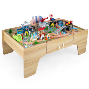 110-Piece Wooden Train Table for Toddlers 3+ Years, perfect for imaginative play and learning.