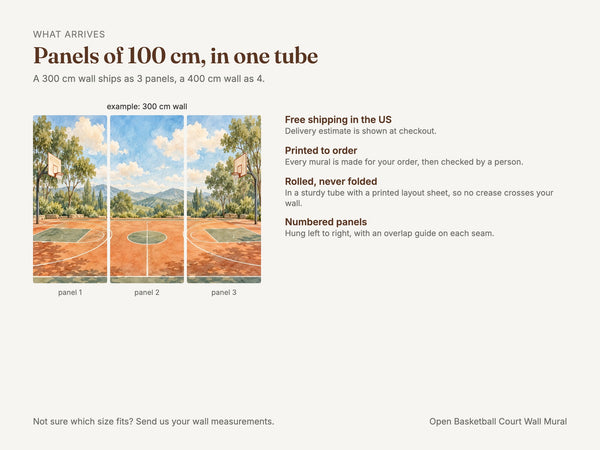 Watercolor Open Basketball Court Wall Mural, image 8