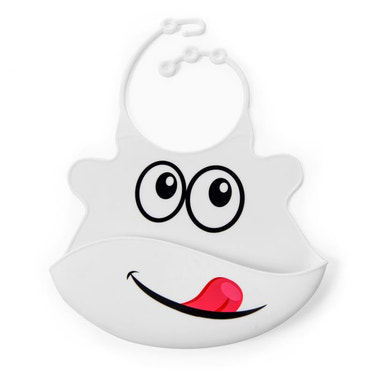 Primo Passi Silicone Baby Bib, White Face