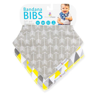 Primo Passi Bandana Bib, Grey & Yellow