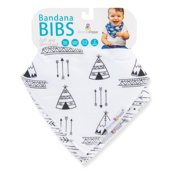 Primo Passi Bandana Bibs White Arrows 2-Pack 0-9M