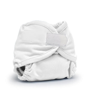 Rumparooz Newborn Cloth Diaper Covers in Fluff color, angle 3 view, perfect for bedding and sleep needs.