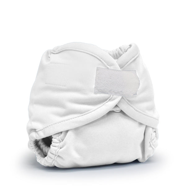 Rumparooz Newborn Cloth Diaper Covers in Fluff color, angle 3 view, perfect for bedding and sleep needs.