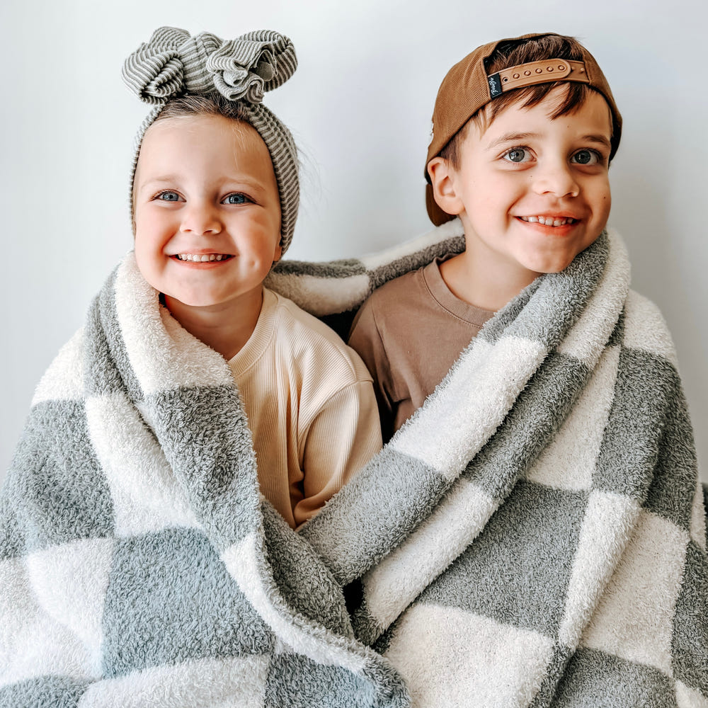 Calla and Friends Bliss Blanket checkered black cloud gray fawn