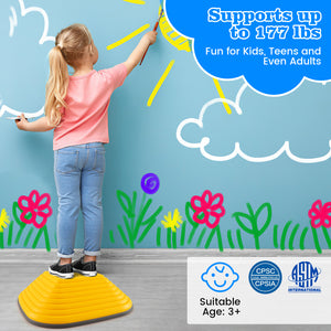 Multicolor 11-piece kids' stepping stone set, stackable for indoor and outdoor play, shown from angle 8.