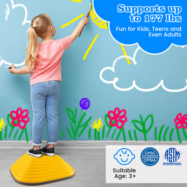 Multicolor 11-piece kids' stepping stone set, stackable for indoor and outdoor play, shown from angle 8.