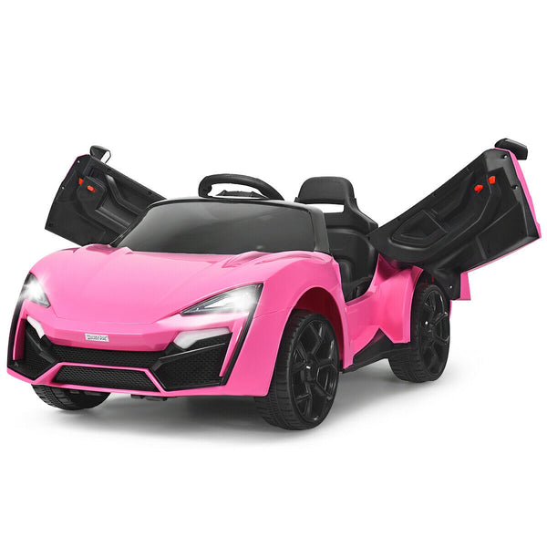 12V 2.4G RC electric vehicle with lights for kids, angled view showcasing its design and features.
