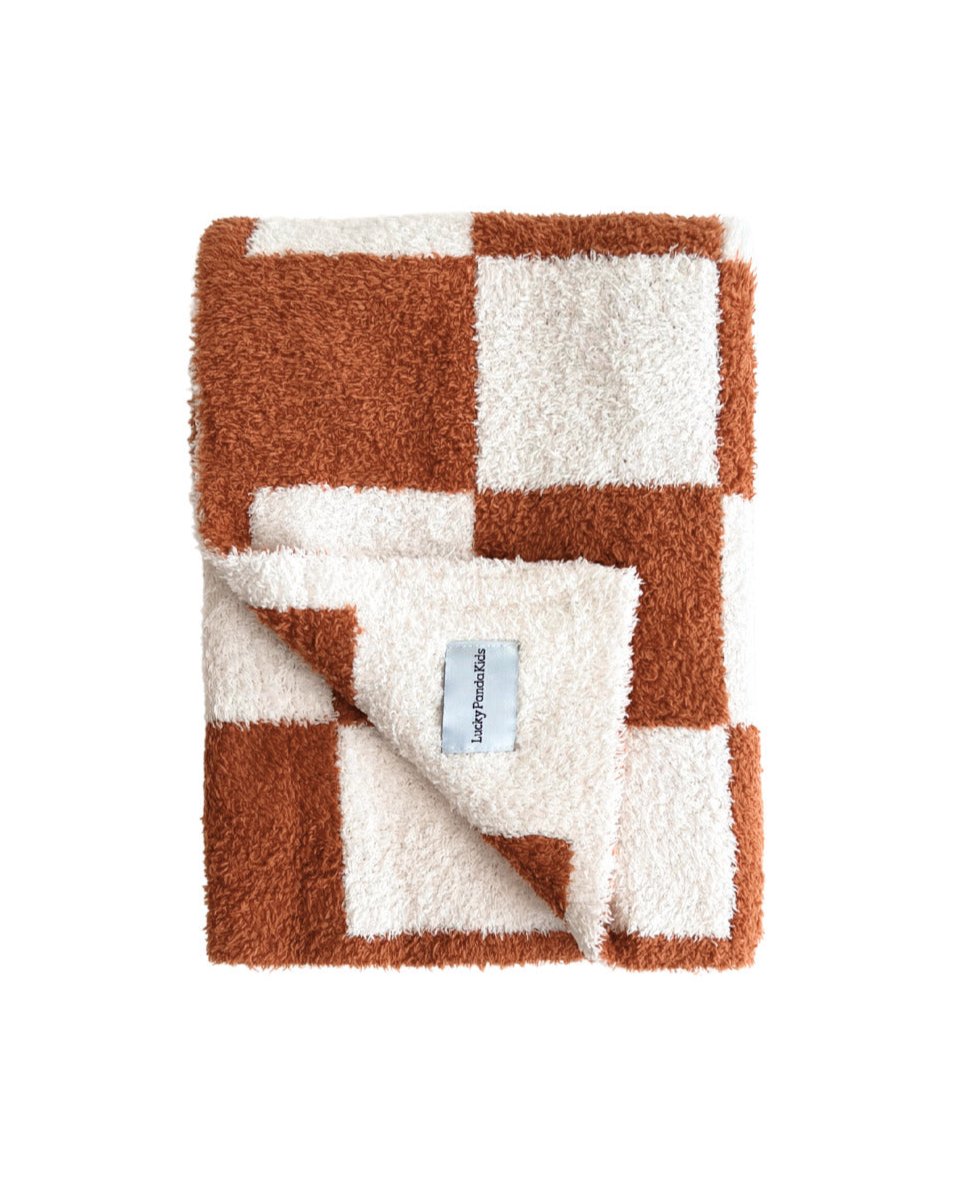 Checkered Plush Blanket | Copper - MOOGCO Baby