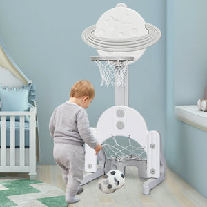 3 in 1 Height Adjustable Kids Basketball Hoop Set with Balls