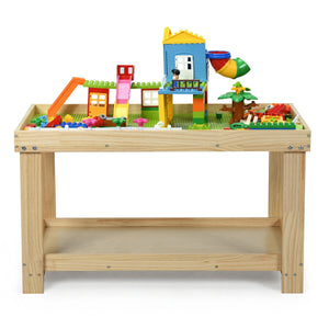Solid multifunctional wood kids activity play table, perfect for playtime and creativity, shown from angle 12.
