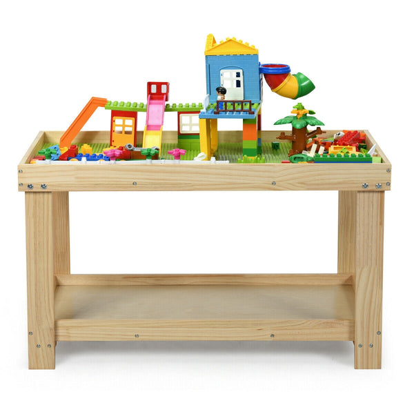 Solid multifunctional wood kids activity play table, perfect for playtime and creativity, shown from angle 12.