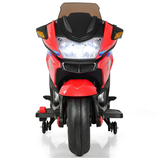 12V Kids Ride On Motorcycle Electric Motor Bike in vibrant colors, angled view showcasing fun design and features.