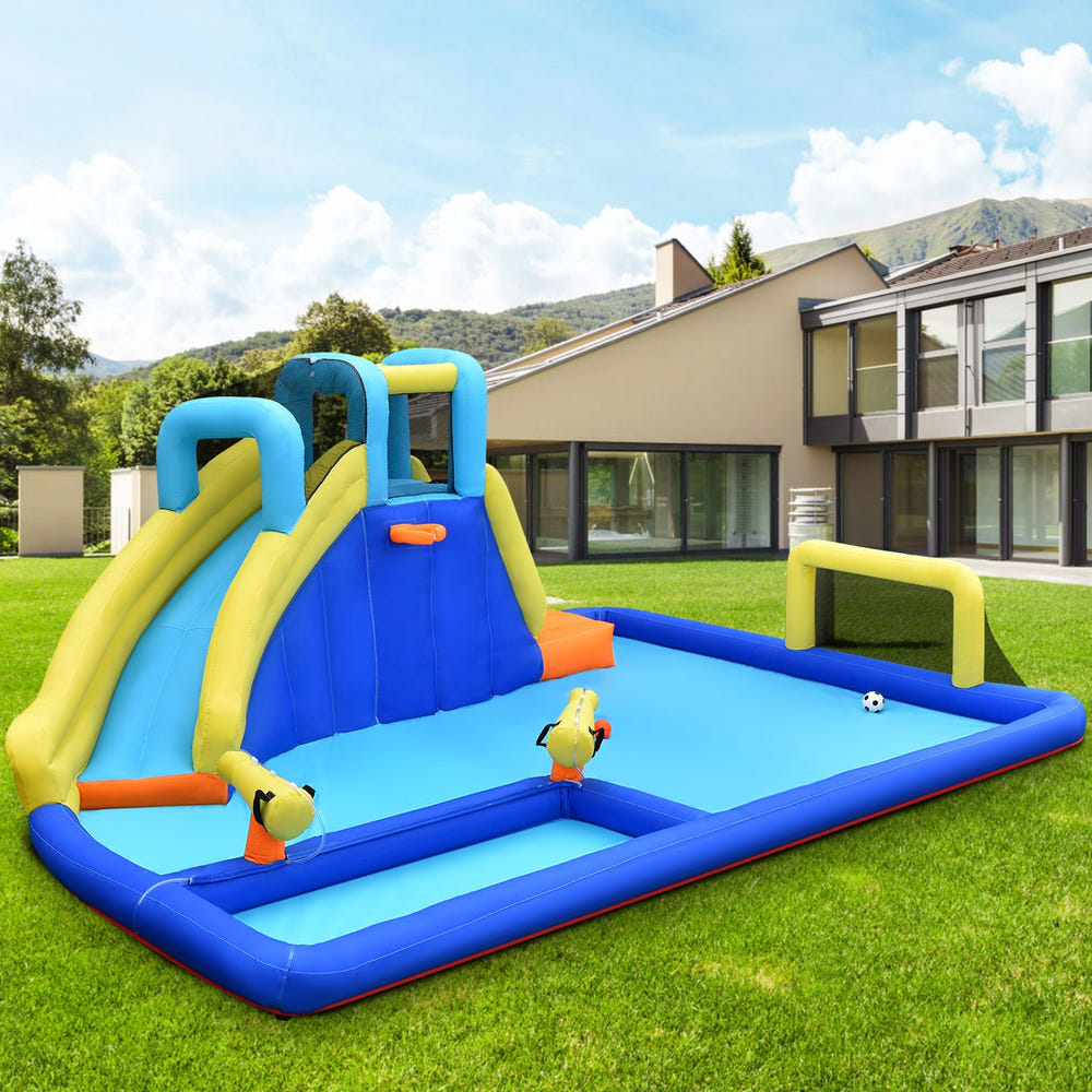 6-in-1 Inflatable Water Slide Jumping House without Blower for Kids with Blower