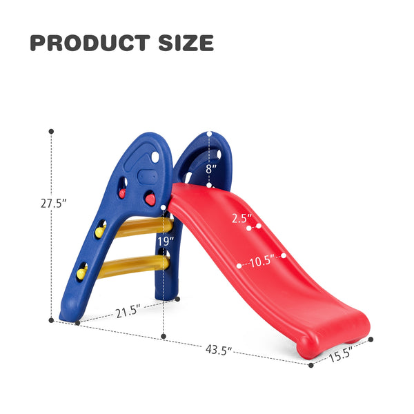 Colorful 2-step folding plastic slide for children, perfect for outdoor play and fun activities.