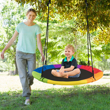 40 Inch 770 lbs Flying Saucer Tree Swing Kids Gift with 2 Tree Hanging Straps