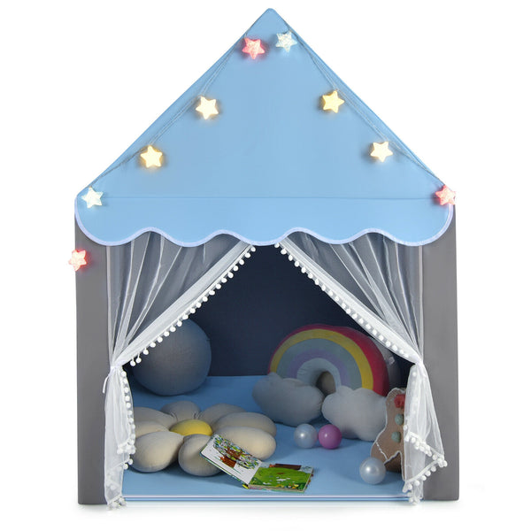Kids Playhouse Tent with Colorful Star Lights and Mat