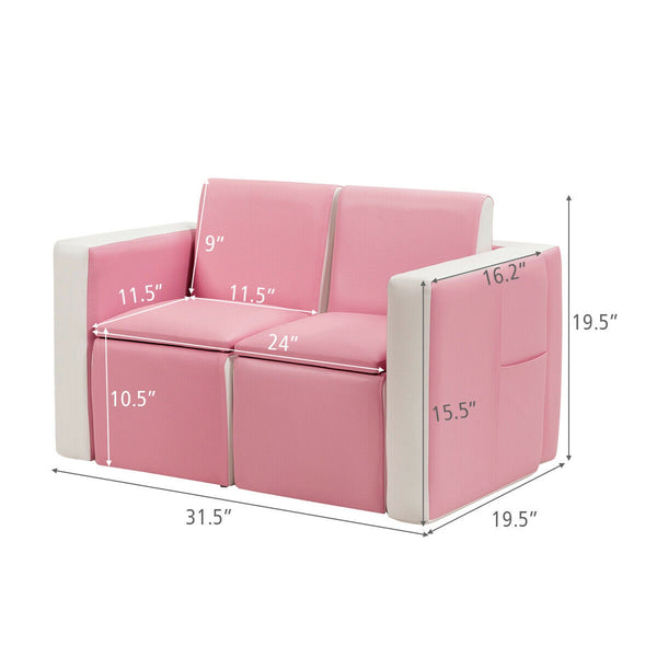 Multi-functional kids sofa table chair set in playful design, perfect for children's rooms and play areas.