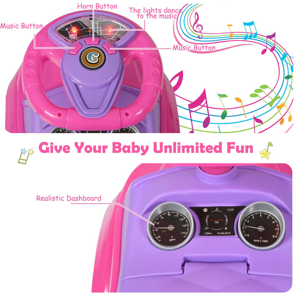 3 in 1 Ride on Push Car Toddler Stroller Sliding Car with Music