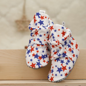 Organic Cotton Baby Booties, Non-Slip Sole, Cotton Newborn Booties Home Nursery Shoes, U.S. Flag