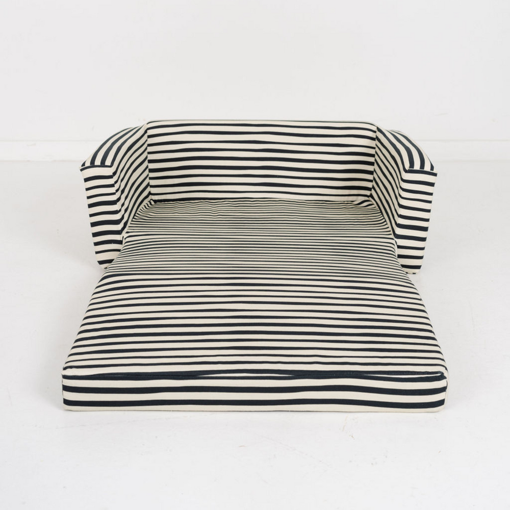 Bold Stripe Play Couch for kids, featuring vibrant colors and a versatile design for playtime and relaxation.